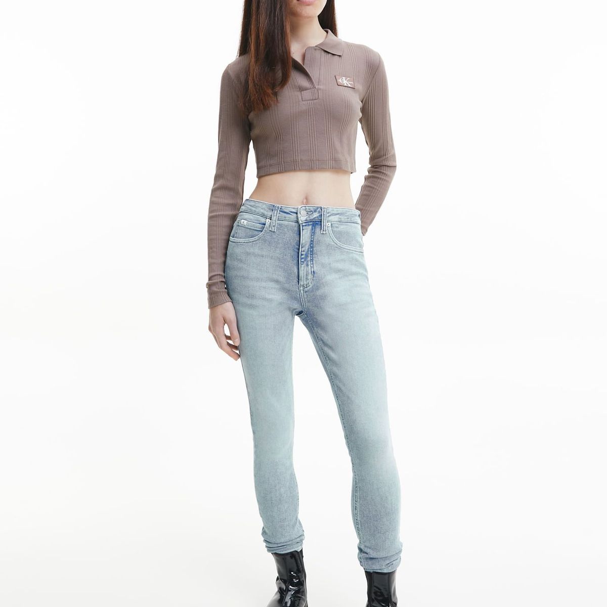 CALVIN KLEIN - Pantalón De Jeans Azul De Tiro Alto Para Mujer Calvin Klein