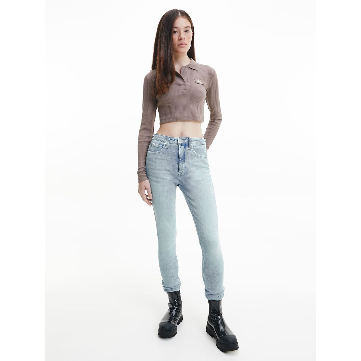 CALVIN KLEIN - Pantalón De Jeans Azul De Tiro Alto Para Mujer Calvin Klein