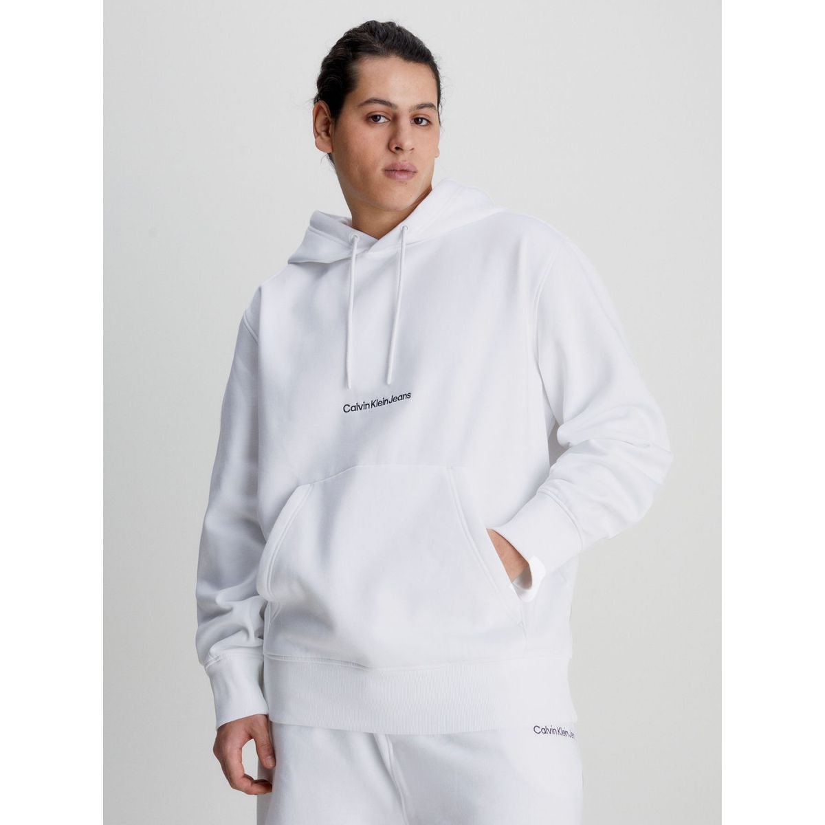 CALVIN KLEIN - Sudadera Con Capucha Y Logo Hombre Blanco Hombre Blanco Calvin Klein