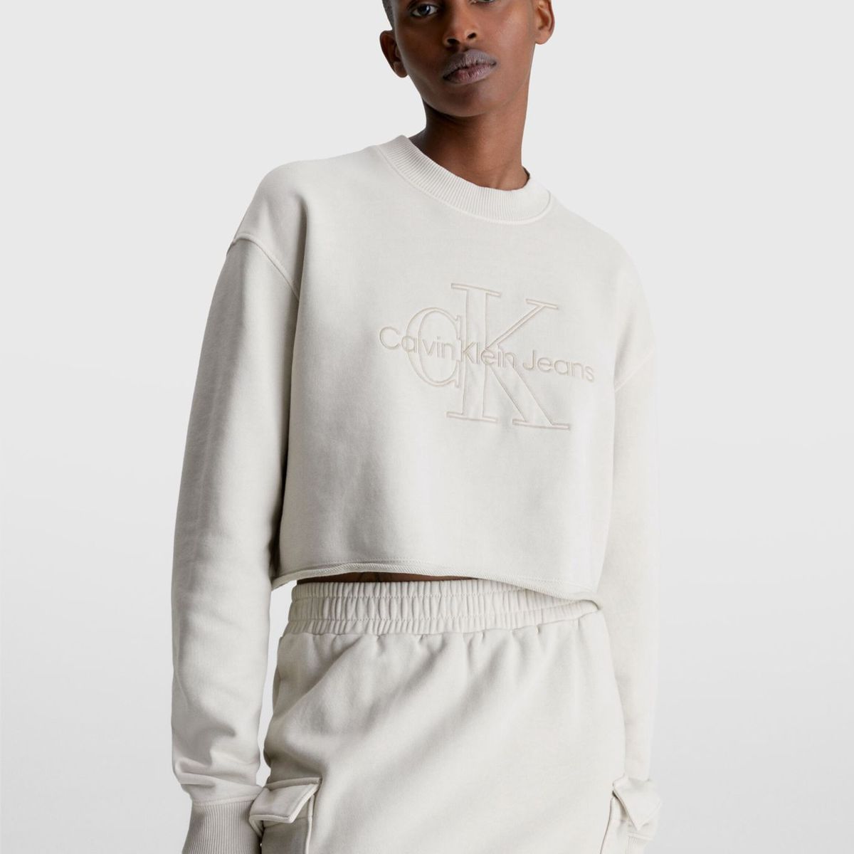 CALVIN KLEIN - Saco Cropped Bordada Calvin Klein Mujer Beige