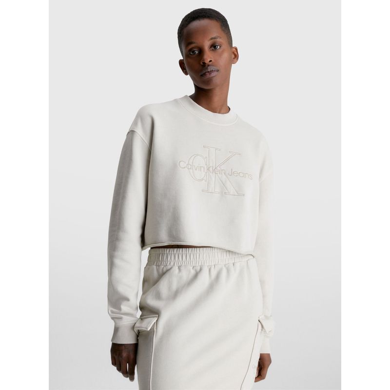 CALVIN KLEIN - Saco Cropped Bordada Mujer Beige Calvin Klein