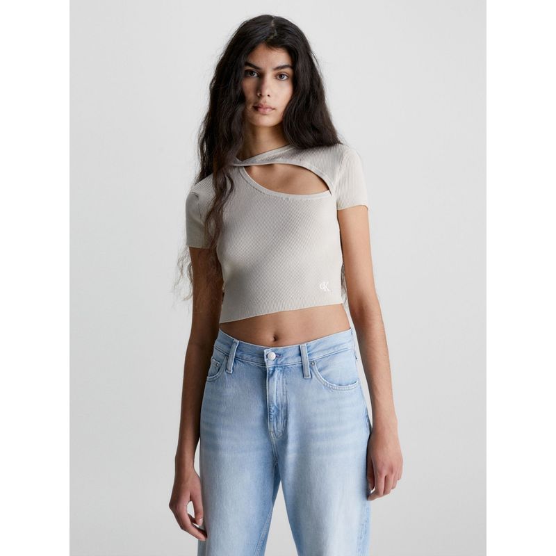 CALVIN KLEIN - Top Con Abertura Mujer Beige Calvin Klein