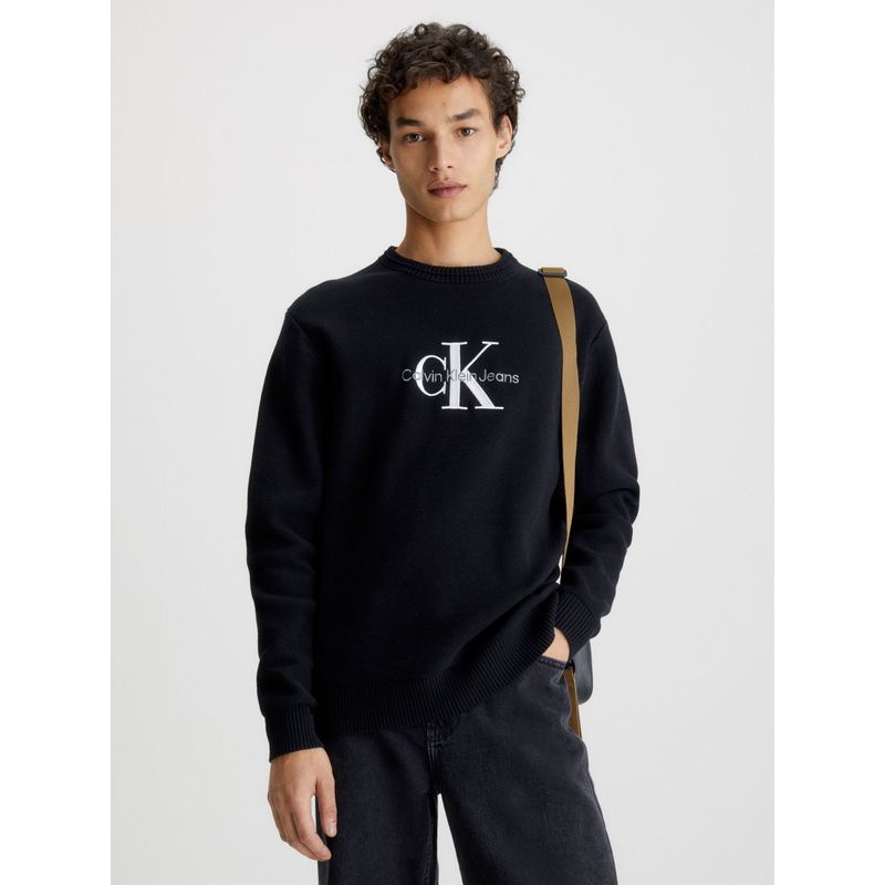 CALVIN KLEIN - Saco De Algodón Orgánico Con Monograma Negro Hombre Negro Calvin Klein