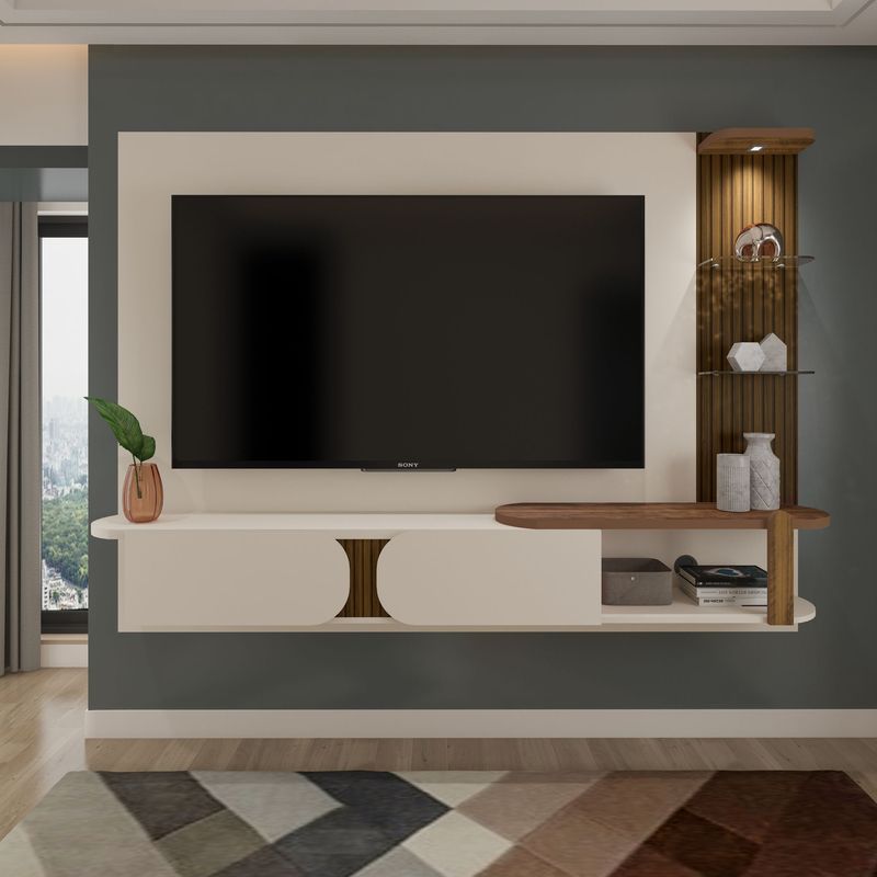 BERTOLINI - Panel Mueble de TV 70 Luxury Incluye Soporte TV Y Luces LED-