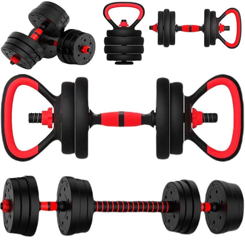 MAGNUX COMPANY - Kit Pesas 20 Kg Set Convertible Pesa Rusa Barra Larga 40 Lb.