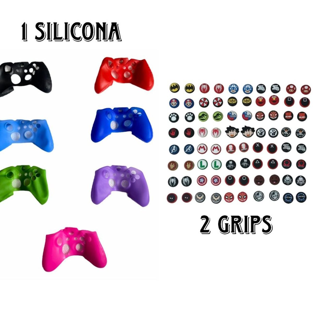 GENERICO - Protector Funda Silicona Unicolor + 2 Grips Para Control Xbox One