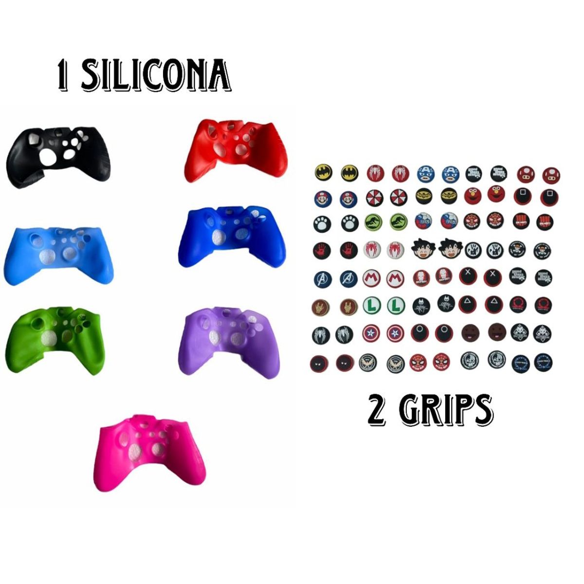 GENERICO - Protector Funda Silicona Unicolor + 2 Grips Para Control Xbox One