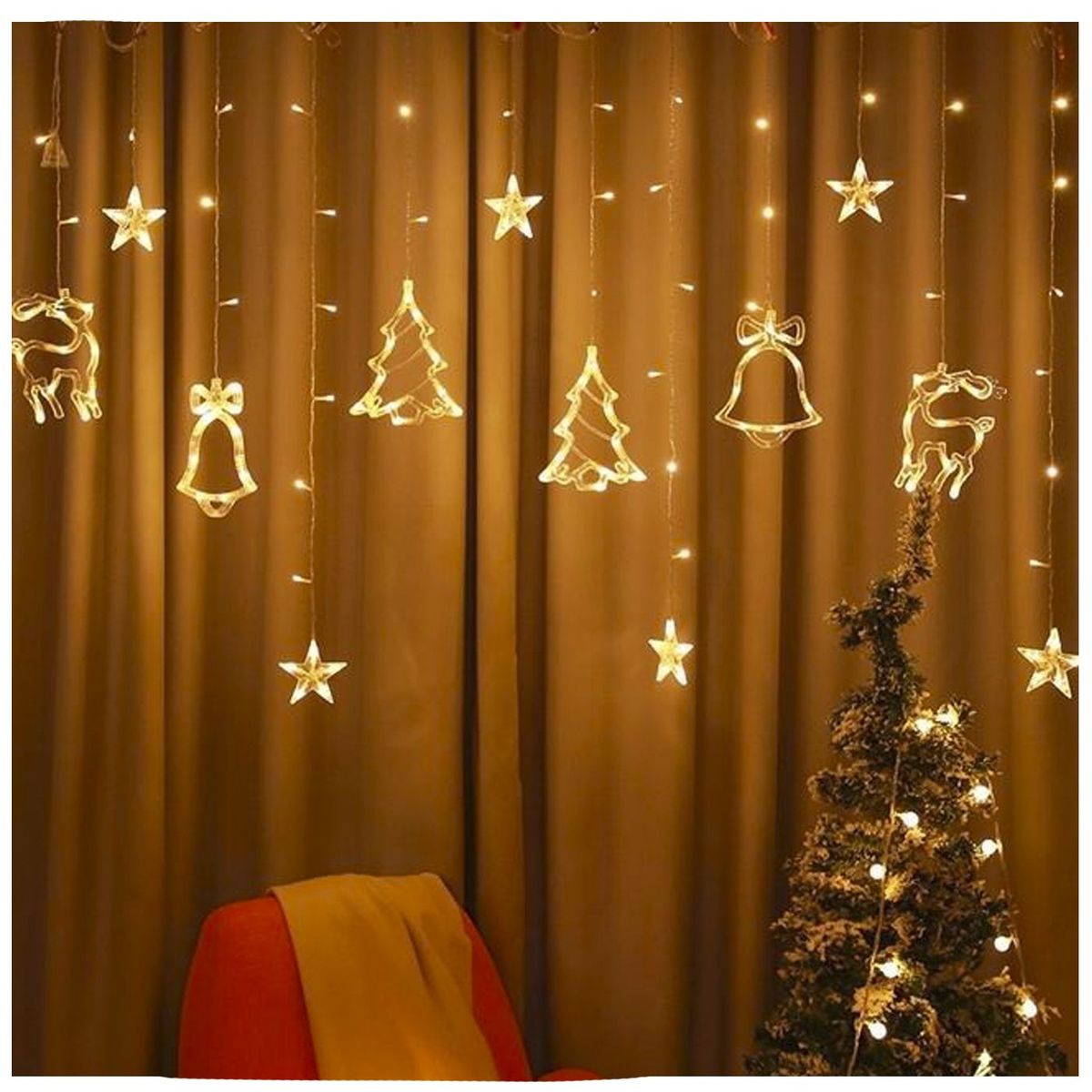 MULTIPLACE COLOMBIA - Luces de navidad decorativas con figuras de Renos Luz Azul