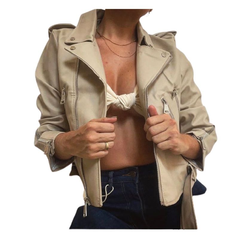 VIA7 - Chaqueta americana color chocolate cierre lateral moda y glamou