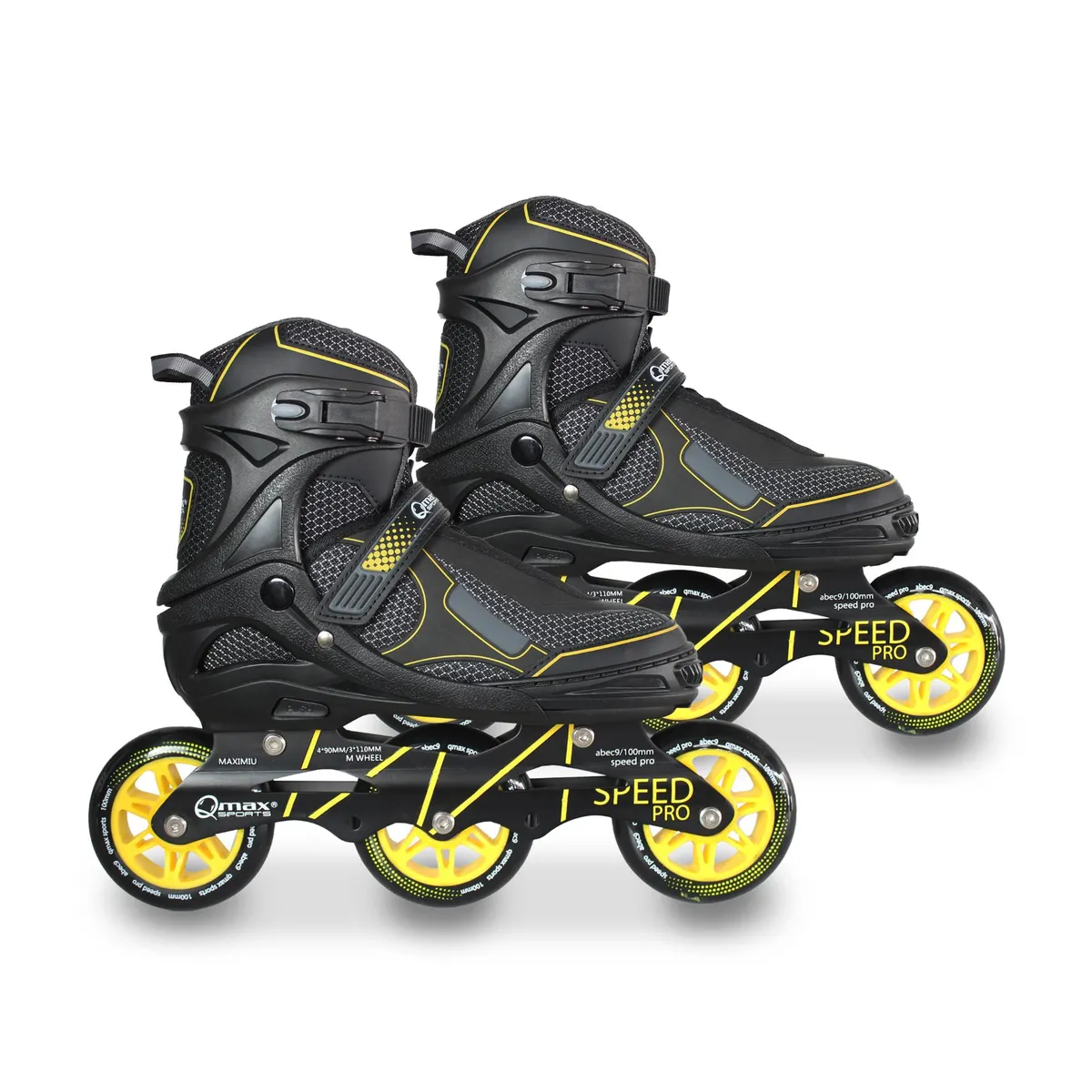 QMAX - Patines en Linea Semiprofesionales  Ajustables Speed QMAX Amarillo 39-42