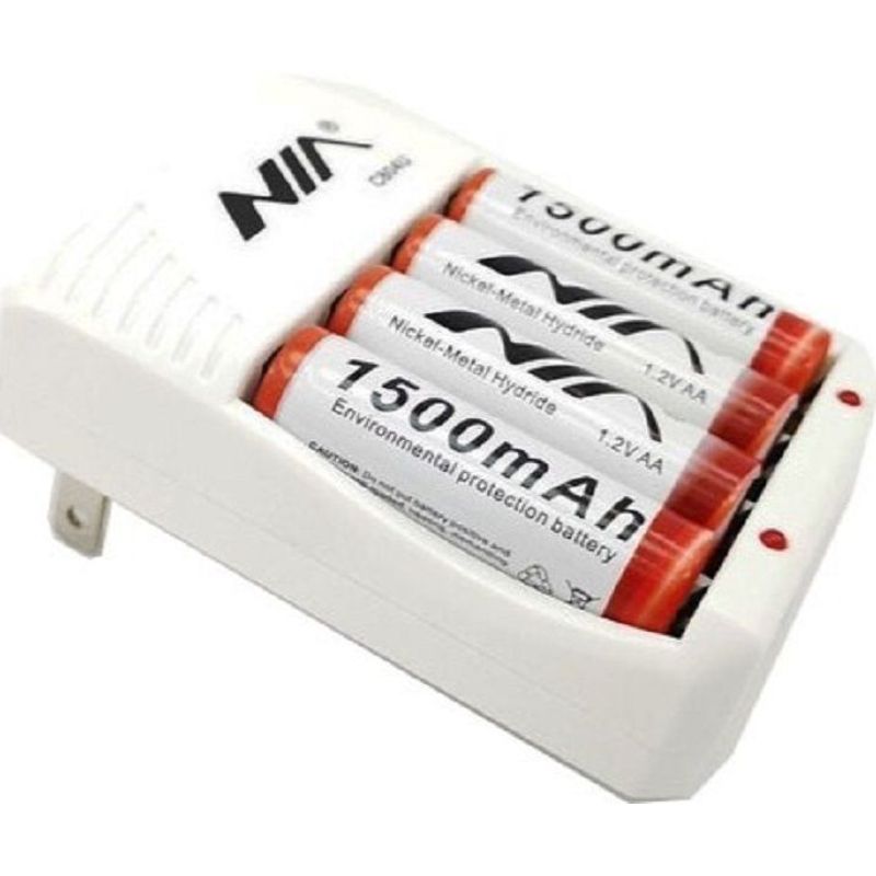 GENERICO - Cargador Y 4 Pilas Baterías Recargables Aa 1500mah