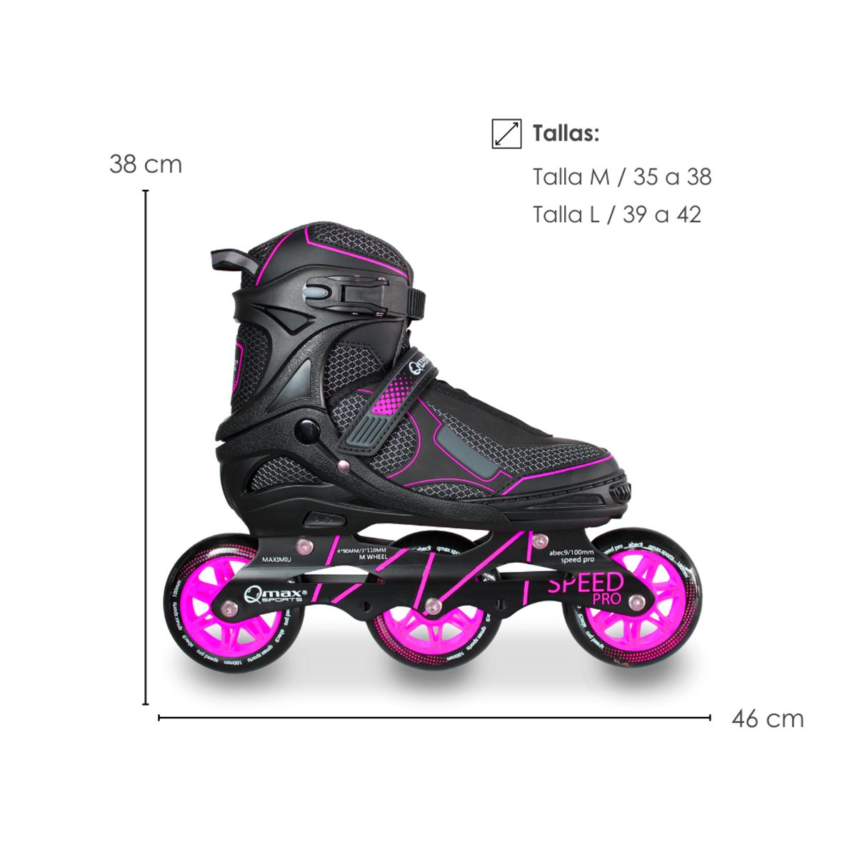 QMAX - Patines Semiprofesionales en Linea Ajustables Speed Qmax 39-42
