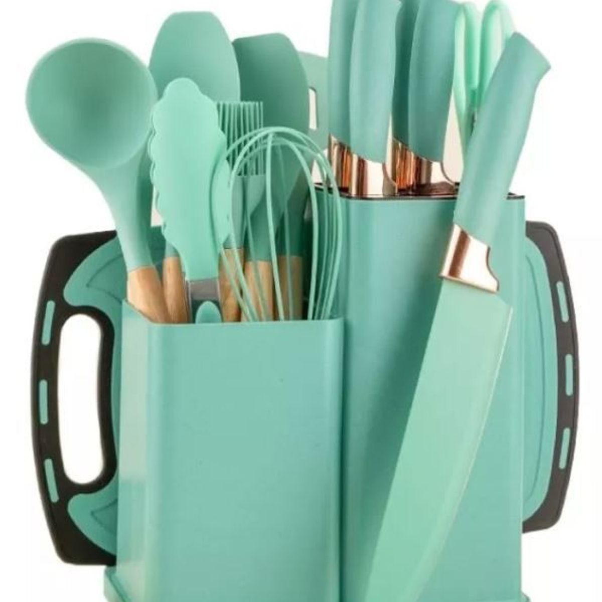 SHENGSHOU - Set 19 Piezas Utensilios De Cocina Silicona Resistente Calor