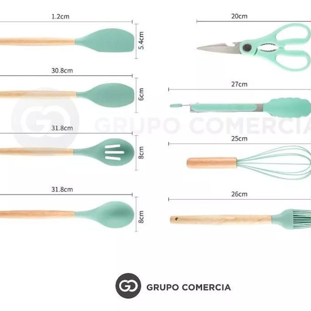 SHENGSHOU - Set 19 Piezas Utensilios De Cocina Silicona Resistente Calor