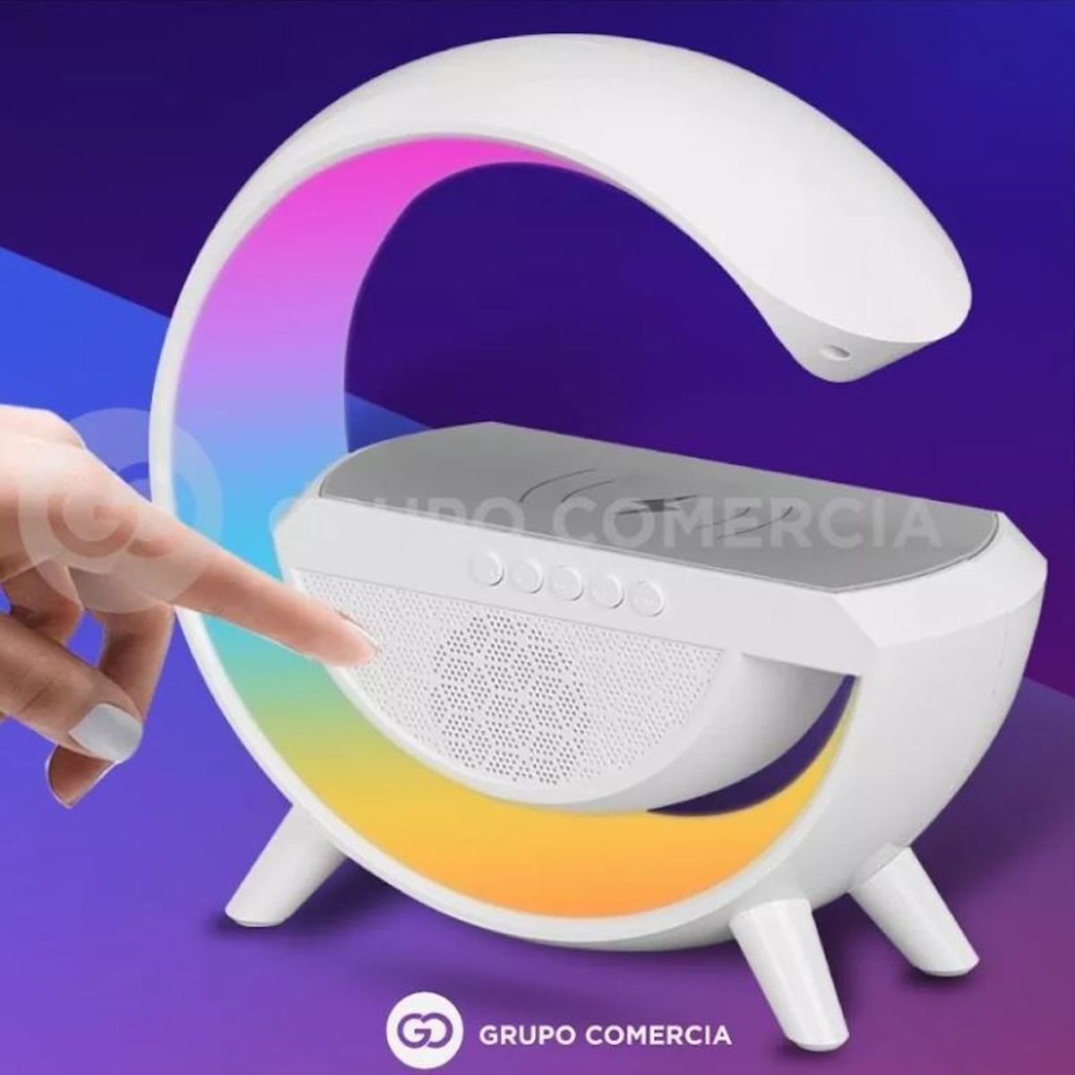 SHENGKE - Parlante Bluetooth 3 En 1 Cargador Inalámbrico Y Lámpara Rgb