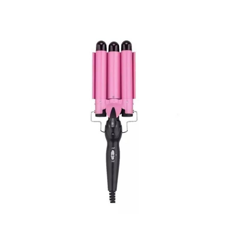 GENERICO - Pinza Onduladora Rizadora Para Cabello Bucle 3 Tubos Sirena