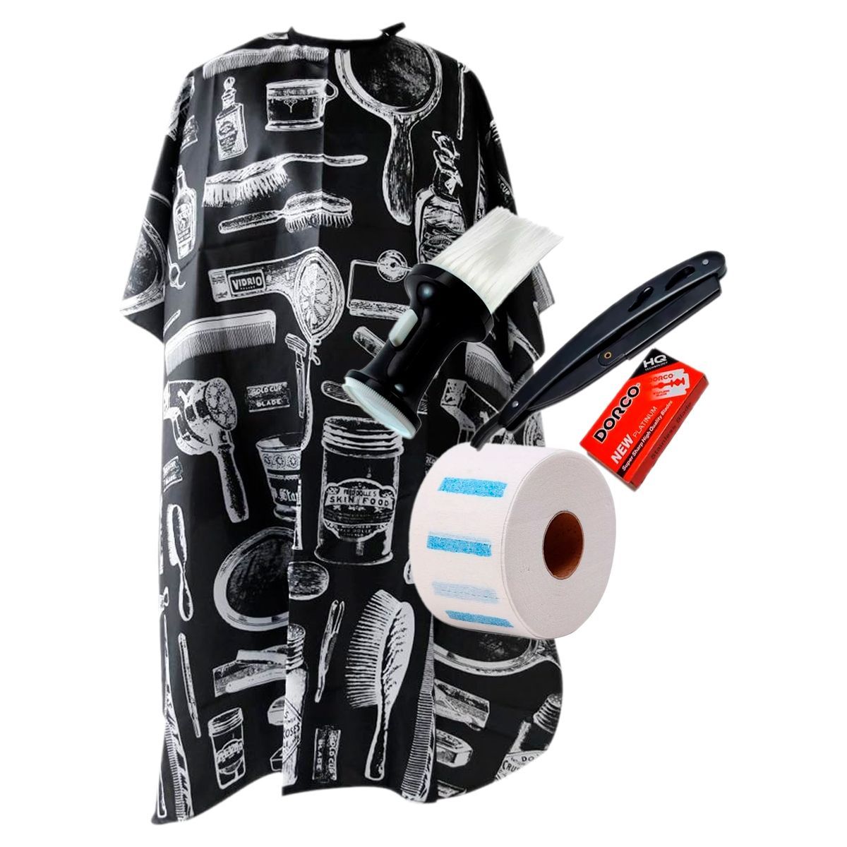 GENERICO - Capa Barbero  Barbera  Papel Cuellero  Sacudidor Talquera