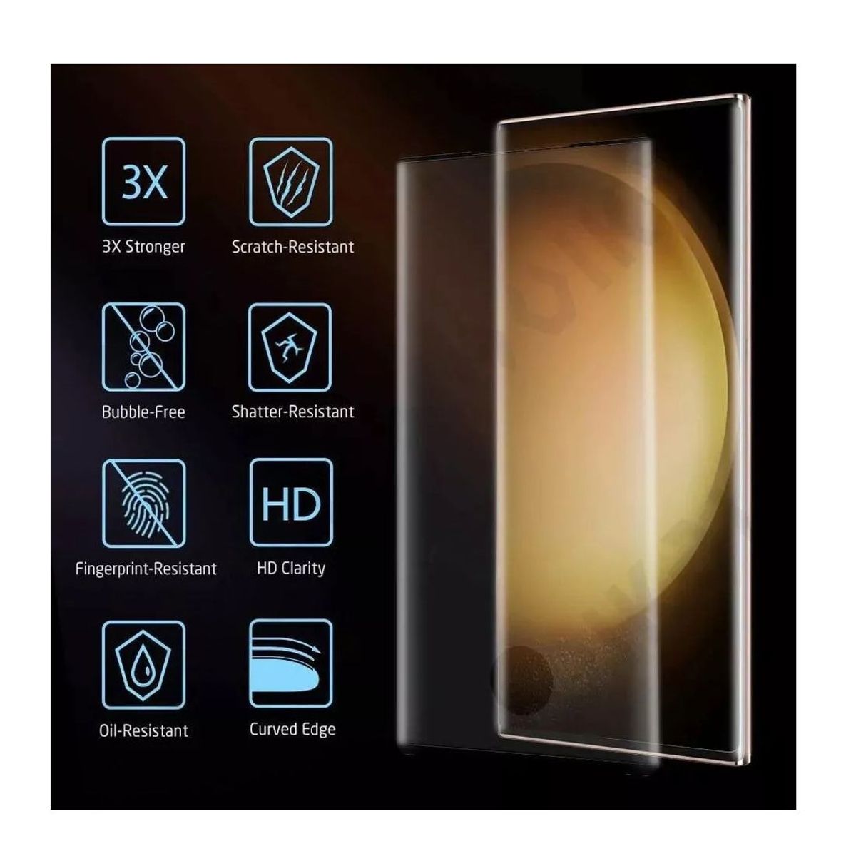 GENERICO - Vidrio Curvo Premium Templado Full Glue Para Samsung S22 Ultra