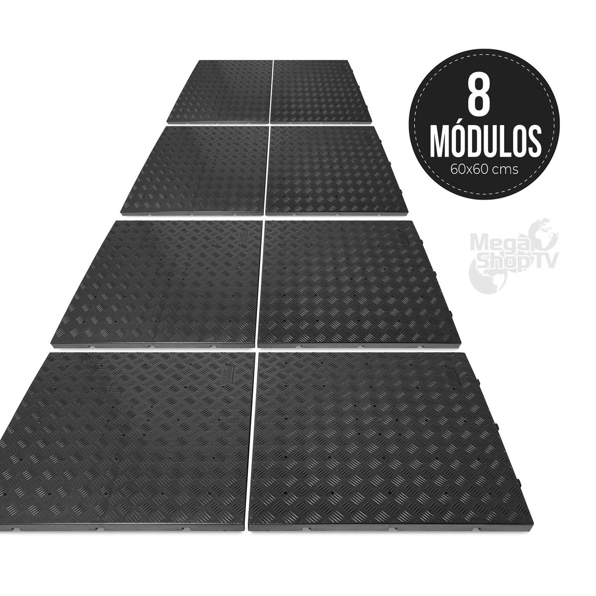 ENERGY PLUS - Set X8 Estibas plásticas lisas modulares 60X60cm Cap. 500 KG