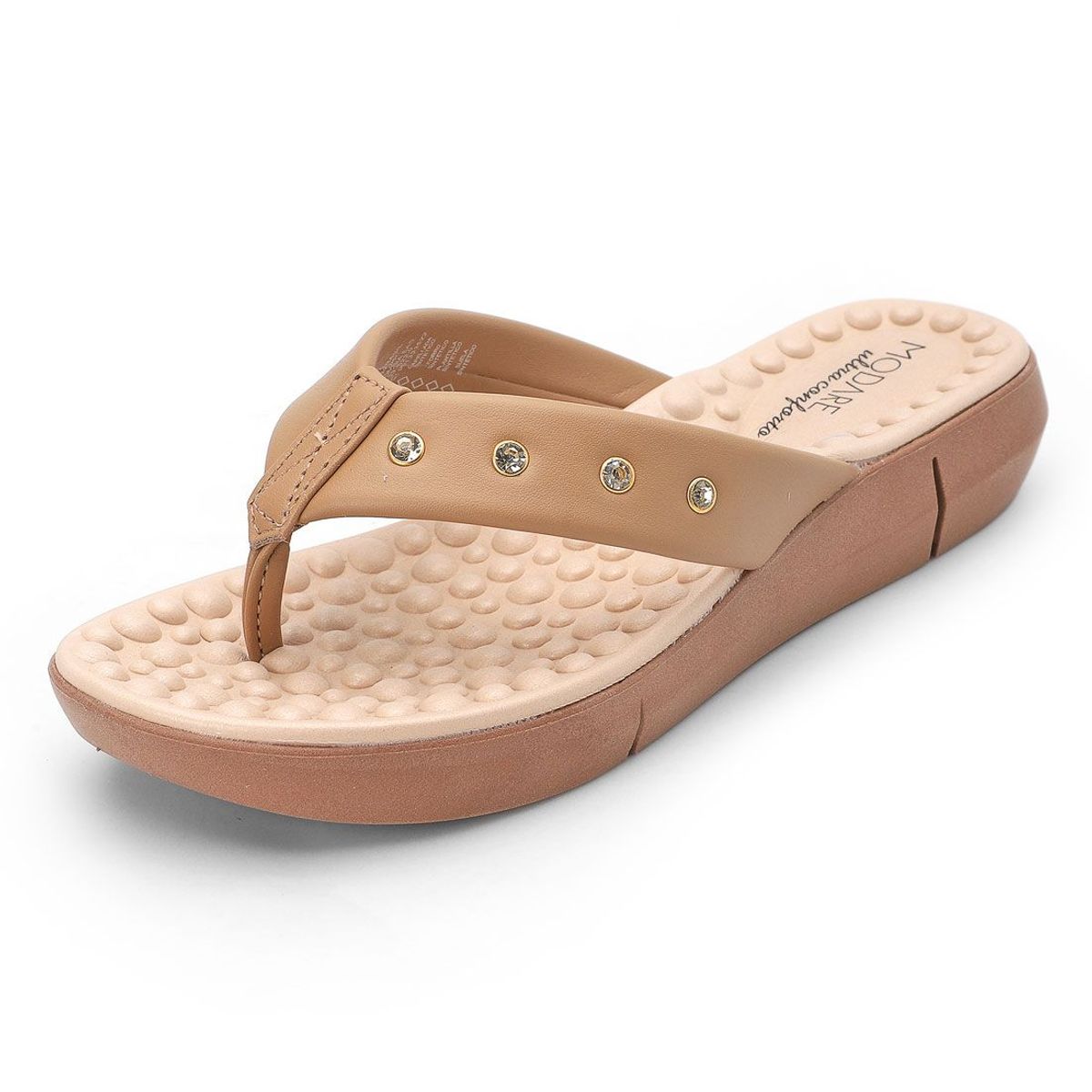 MODARE - Sandalia Tacón Corrido Café-Dorado MODARE