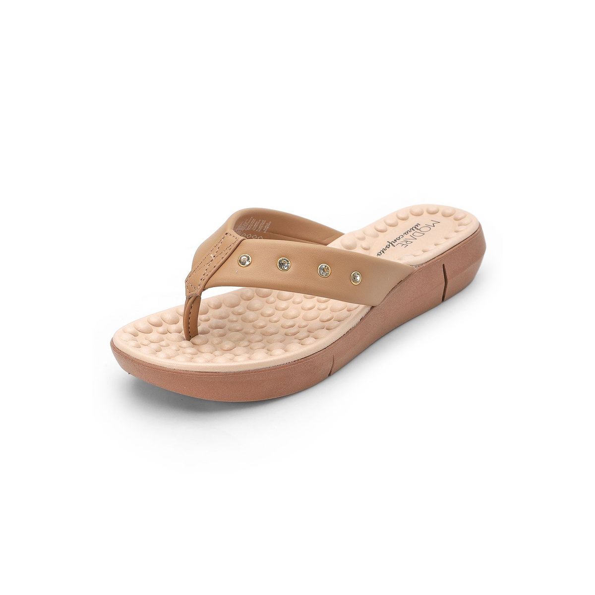 MODARE - Sandalia Tacón Corrido Café-Dorado MODARE