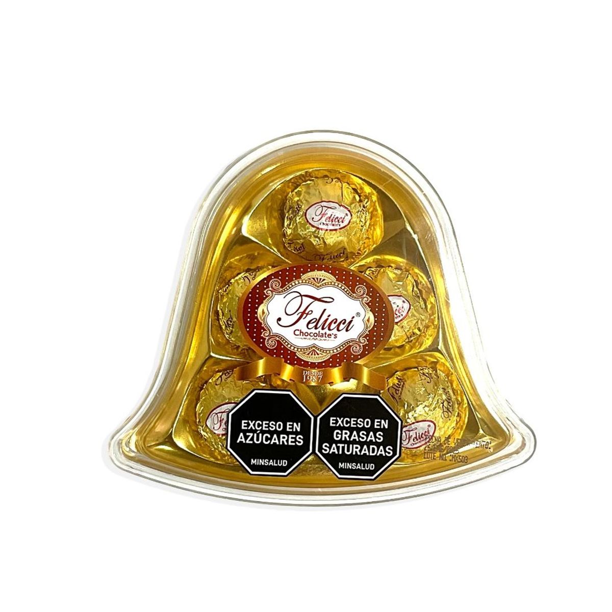GENERICO - Estuche Bombones de Chocolate Campana Navideña Felicci 63 g.