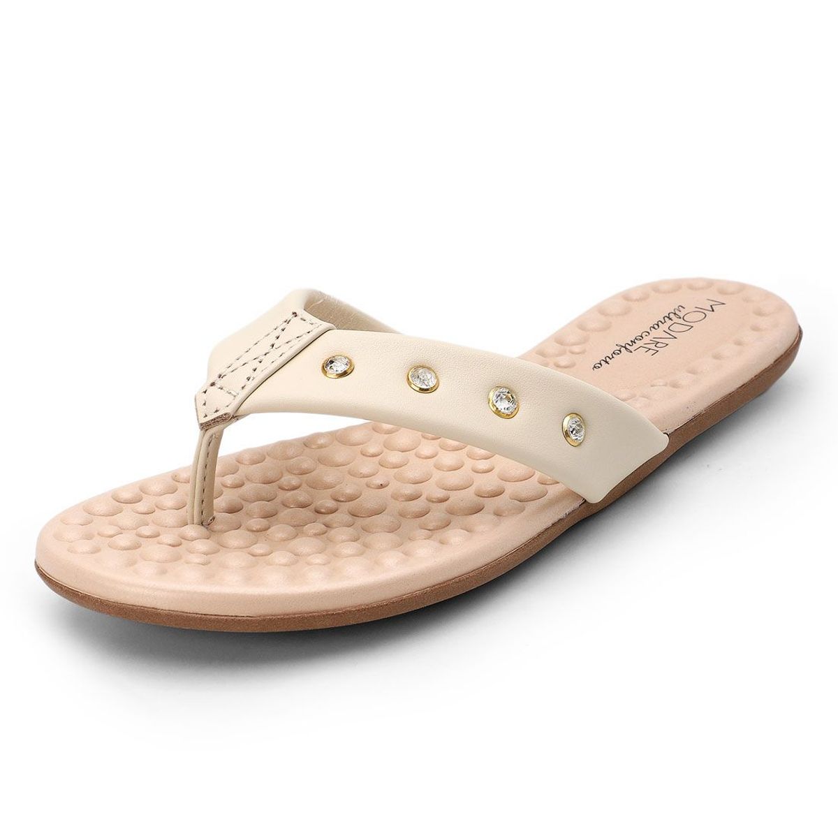 MODARE - Sandalia Plana Crema-Dorado MODARE