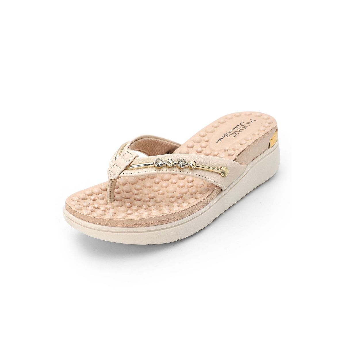 MODARE - Sandalia Tacón Corrido Crema-Dorado MODARE