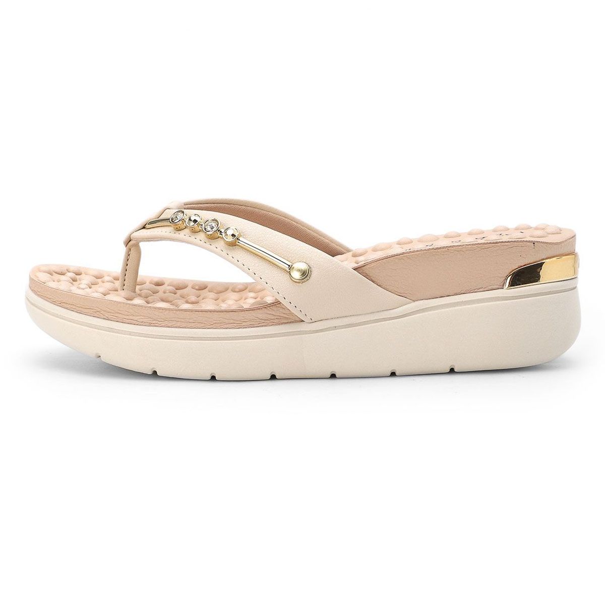 MODARE - Sandalia Tacón Corrido Crema-Dorado MODARE