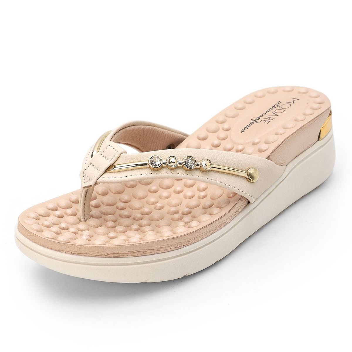 MODARE - Sandalia Tacón Corrido Crema-Dorado MODARE