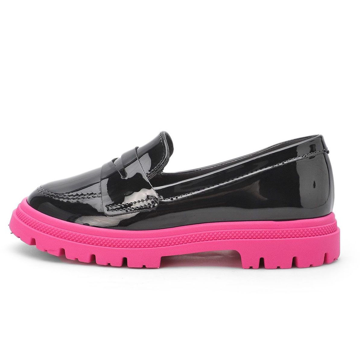 MOLEKINHA - Mocasín Chunky Negro-Magenta Molekinha