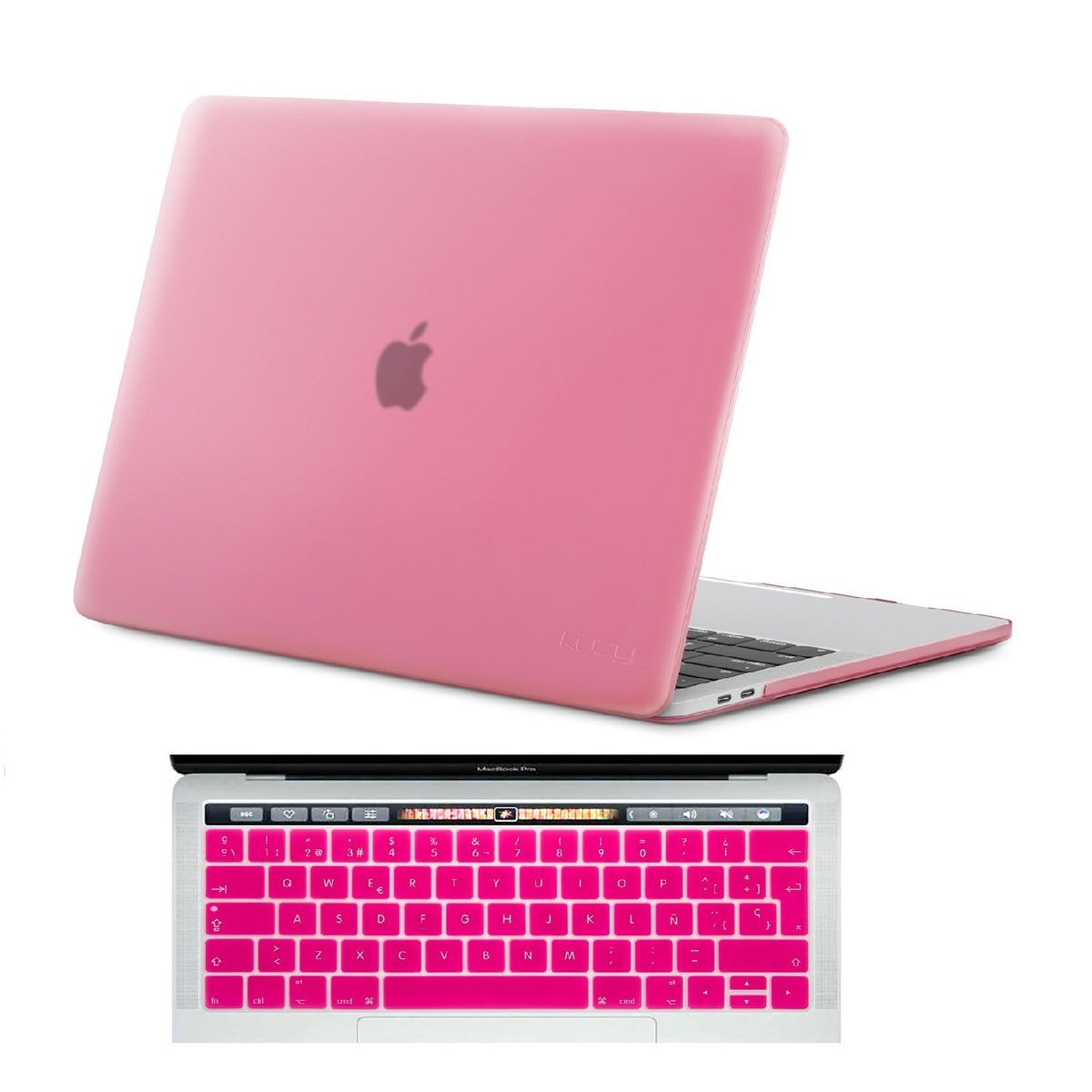 GENERICO - Carcasa + Protector Teclado Macbook Pro 13 Touchbar Antidesli - Rosado