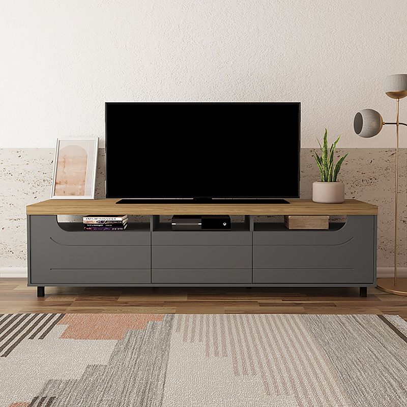 BERTOLINI - Combo Mueble TV 75 Incluye Mesa Centro Color Roble con gris