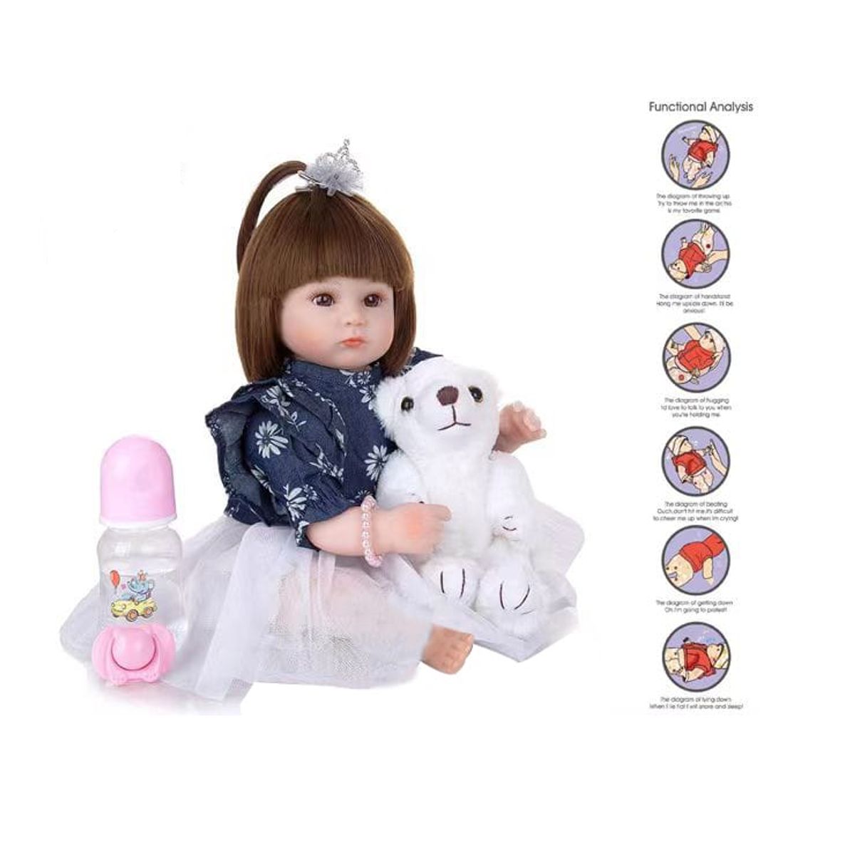 KIDSHOP - Bebe Aspecto Realista Función De Sonido 45 Cm Oso M-633
