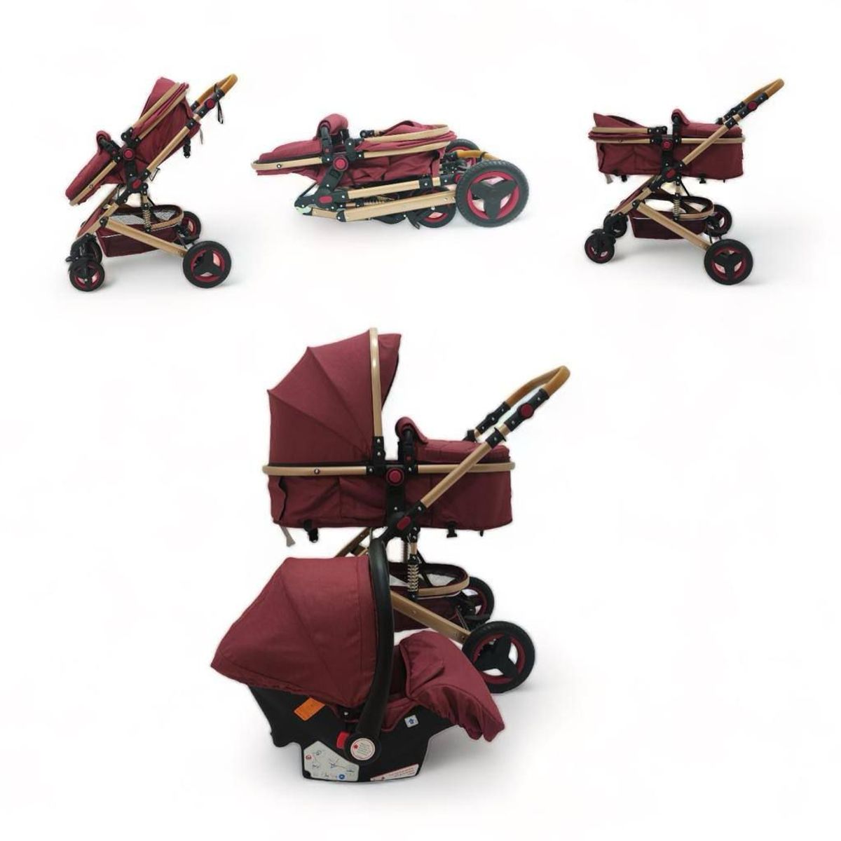 BEBESUNITA - Coche Con Porta Bebé Moisés Niño Plegable y Reclinable