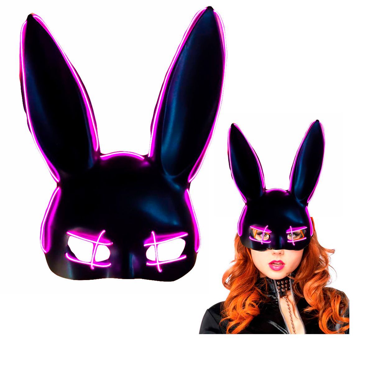 MIELTECH - Mascara coneja conejita sexy con luces led purga halloween