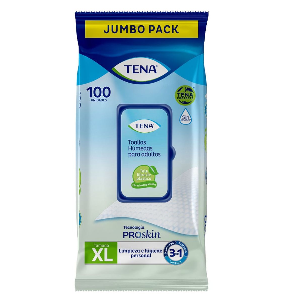 TENA - Toallas Humedas Tena Xl 3 En 1  X 100Und