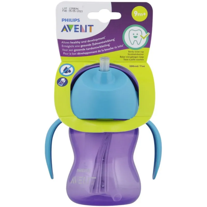 AVENT - Vaso Pitillo Avent Azul Morado 9m+ X 7oz