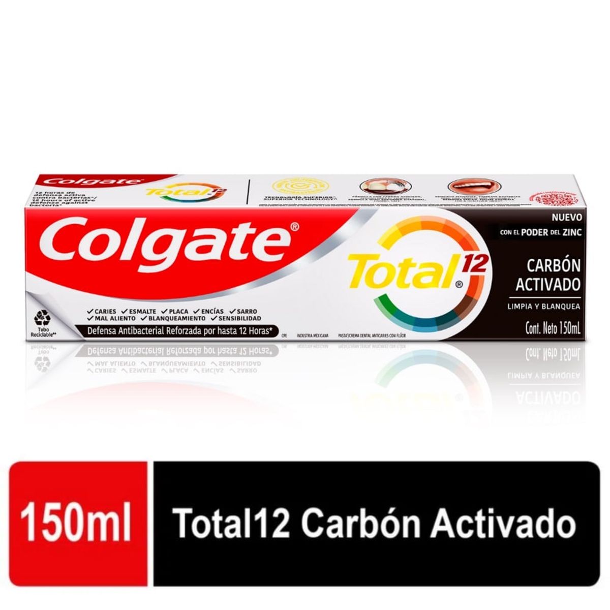 COLGATE - Crema Dental Colgate Total 12 Carbon Activado X 150ml