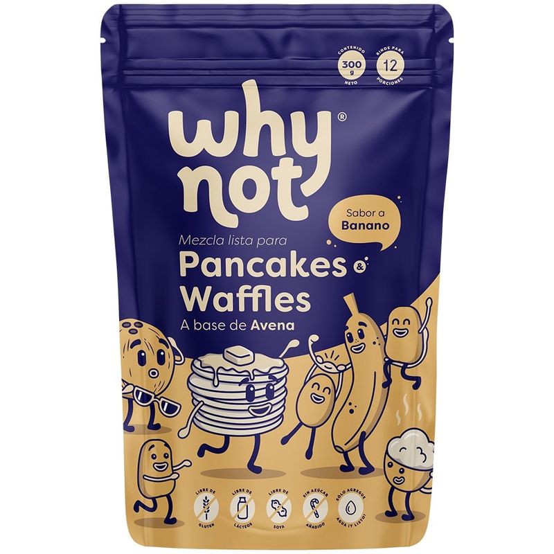 WHY NOT - Mezcla Pancakes & Waffles Why Not Sabor Banano X 300G