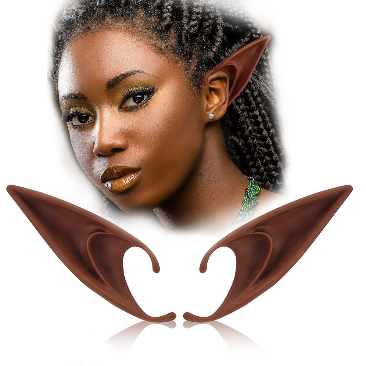 P&R APRECIOSDEREMATE - Orejas para Cosplay Piel Morena TL Elf Duende Elfo Hada Anime Manga