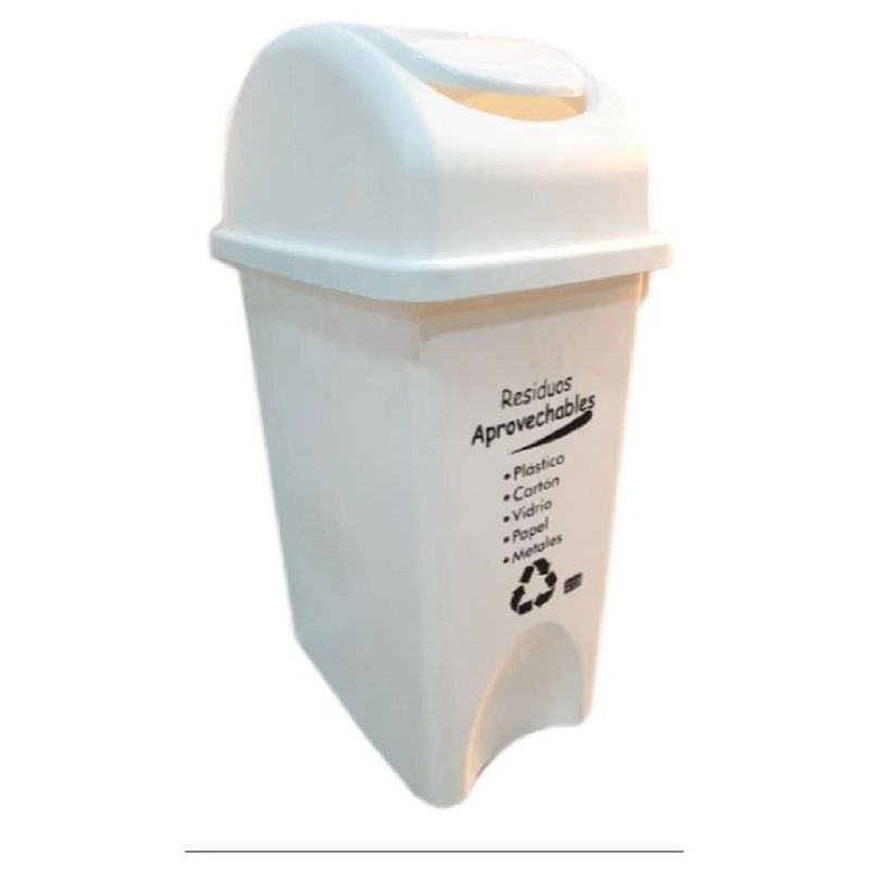 GENERICO - Caneca papelera plástica de 35 litros para residuos-blanco.