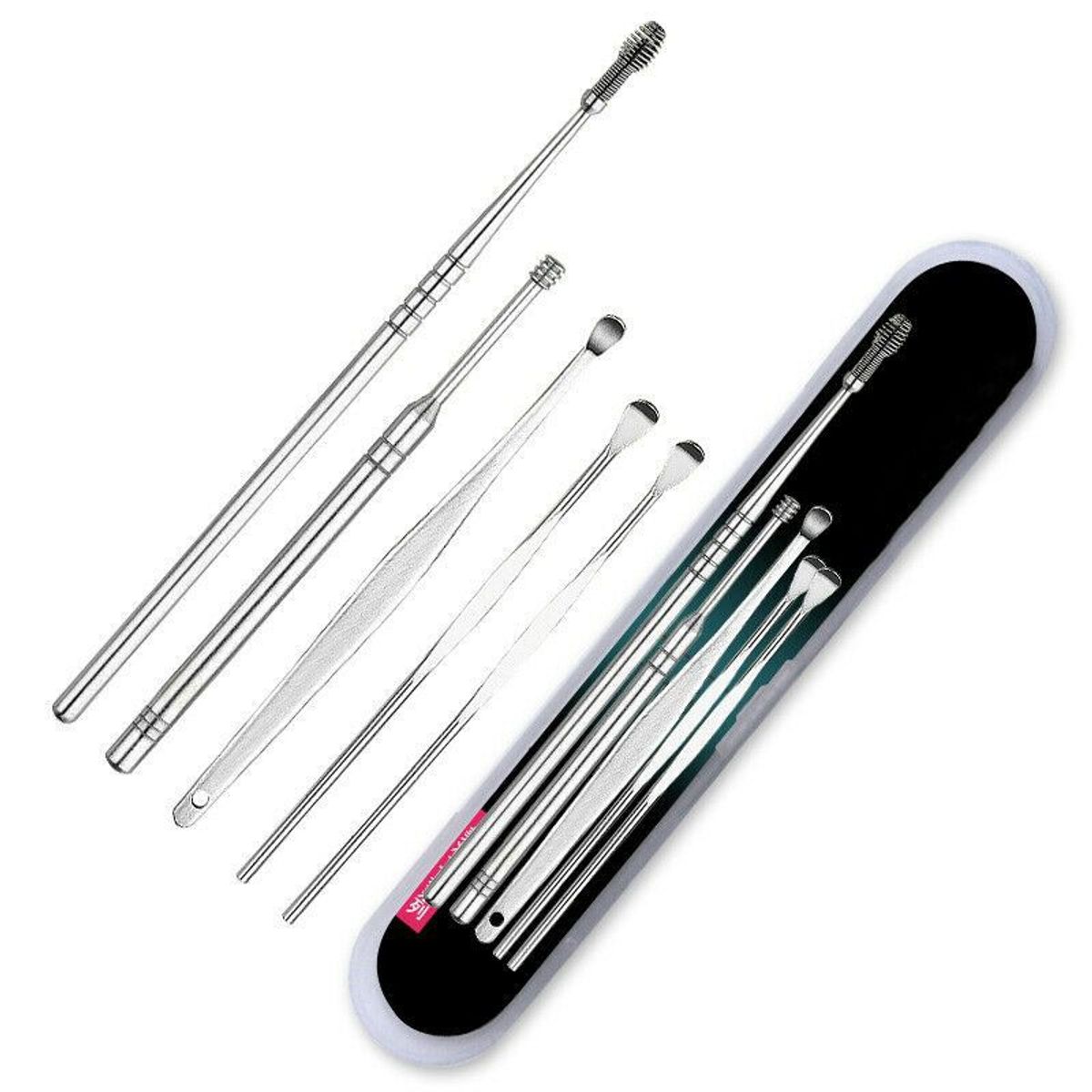 GENERICO - Set Limpiador Espiral Extractor Cera Oídos Cucharillas Kit