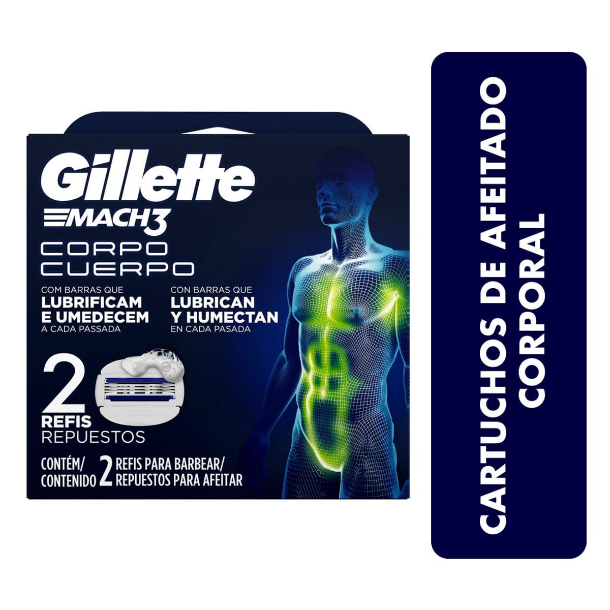 GILLETTE - Repuesto Maquina Afeitar Gillette Mach 3 Cuerpo X 2Und