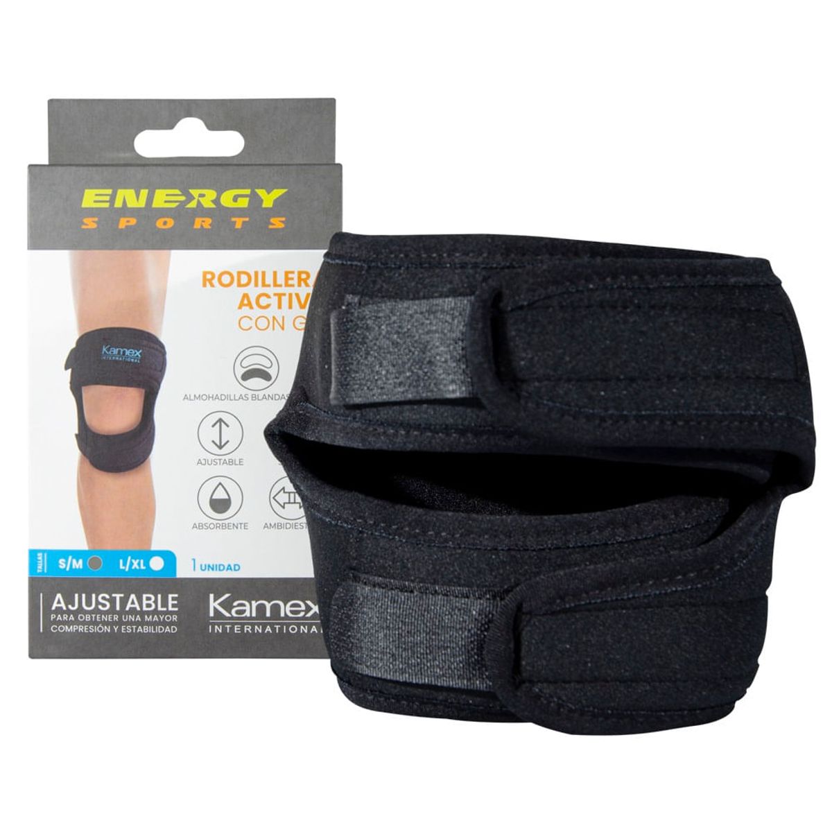 KAMEX - Rodillera Deportiva Energy Sport Gel Talla L/Xl