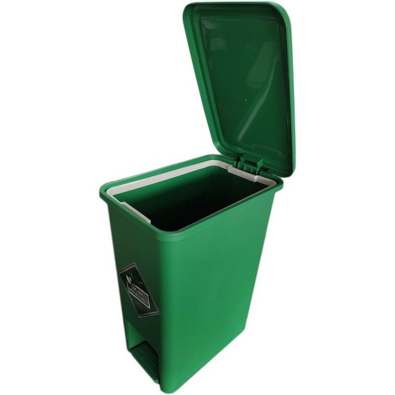 GENERICO - Caneca papelera de 12 litros de pedal verde con pisa bolsa.