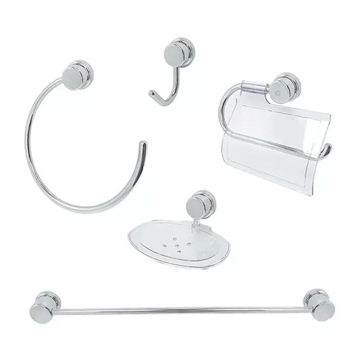 GENERICO - Juego De Accesorios Para Baño Aqua X5 Piezas Cromado.