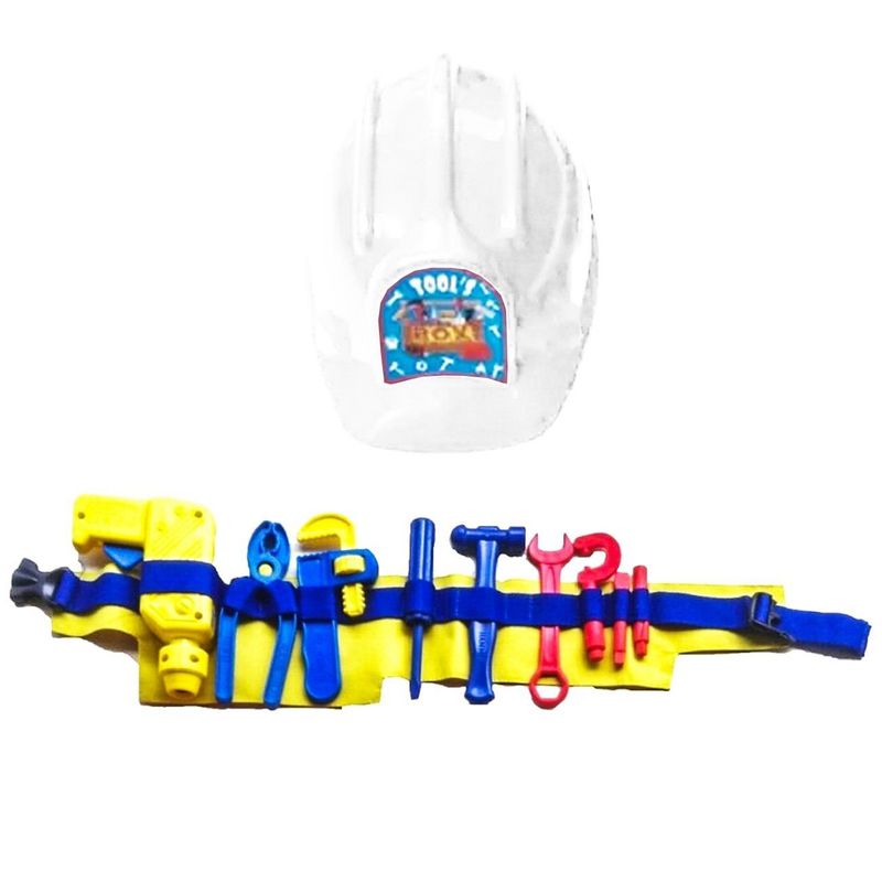 DAYOSHOP - Juguete Set De Casco Herramienta Cinturon 52 Cm Disfraz Niño