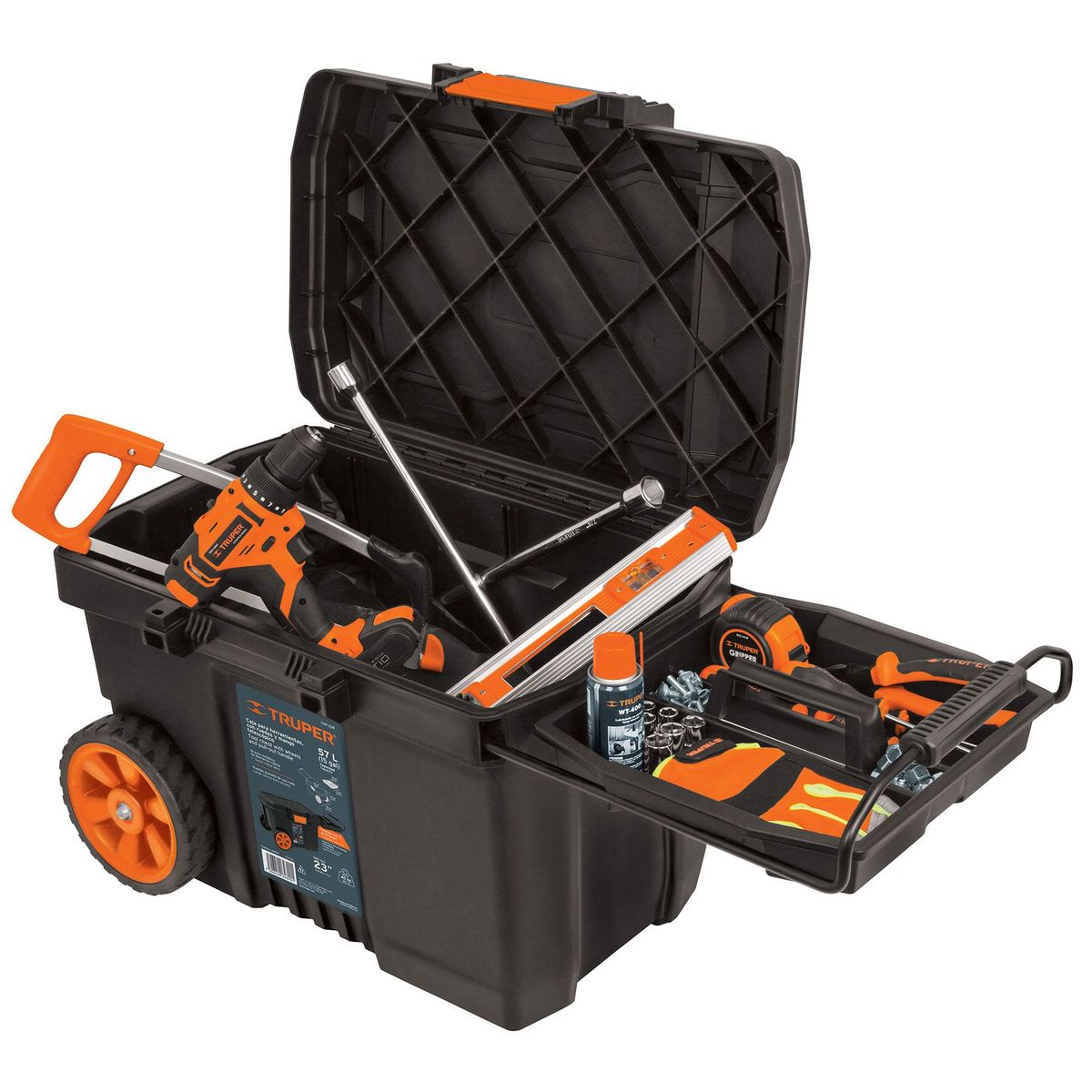 TRUPER - Caja herramientas Truper 23 Pg con ruedas mango telescópico