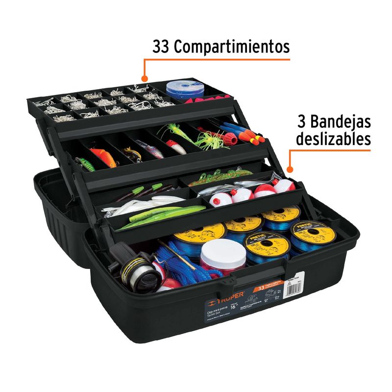 TRUPER - Caja herramienta 16 Pg pesca+3 bandejas deslizables Truper